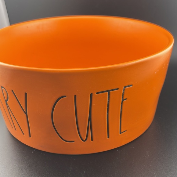 Rae Dunn Large Hallloween Scary Cute Matte Orange Dog Bowl - Picture 3 of 5